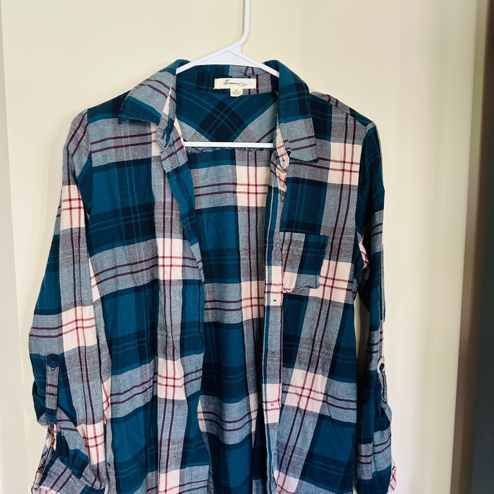 Forever 21 Blue and Red Plaid Shirt